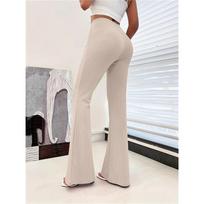 Womens Yoga Pants Sport Casual Flare Straight Fit Butt Lifting Tights Comfortable Athleisure Wear For Gym Fitness Running Stretchy Activewear L smėlis