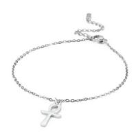 LIKGREAT Egipto Ankh Apyrankė su pakabuku Nerūdijančio plieno Egipto Kryžiaus Apyrankės Moterims Religinis Ankh Gyvybės Papuošalas Dovana Didmeninė prekyba 17cm white