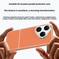 For Huawei Pura 80 Pro Plus Case Luxury PU leather Magnetic Wireless Charging Protect Back Cover Case For Pura 80 70 Pro Shell Huawei Pura 80 Pro+ oranžinė