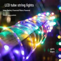 Yuanbo LED Tube String Lights Solar Powered with Remote blue