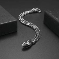 Zodiako dvigalvės gyvatės apyrankė vyrams nerūdijančio plieno žiedo sagties apyrankė pankroko motociklininkų vakarėlio papuošalai aksesuarai black