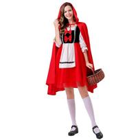 New Adult Female Little Red Riding Hood Clothing Manor Maid Cosplay Clothing Dress Set Women's Clothing S red