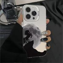 Mėnesienos risčiojantis žirgas dėklas Apple iPhone 13, 14, 15 Pro Max, 16 Pro, 17 - Unikalus dizainas iPhone 14 Plus gray