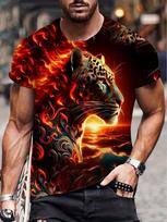 Lion Graphic T Shirt 3D Printed T-Shirt Man Designer Clothes Short Sleeve Tops Fashion Crew Neck Men's T-Shirt Harajuku Clothing S red