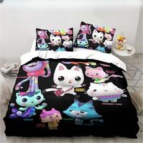 For Girl Bed Set - Gabbys Dollhouse Characters Bedding Set Cartoon Duvet Cover Pink Bedclothes Single Double Queen King Size 70x133cm 2pcs white