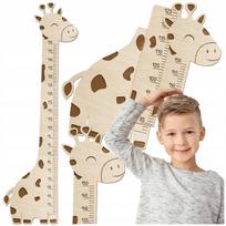Medinis ūgio matuoklis vaikų sienai, žirafa, pagamintas iš faneros, 150cm