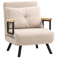 Sulankstama vienvietė sofa-lova Konvertuojama 4-in-1 sofa-lova Reguliuojamas atlošas su 5 padėtimis ir pagalvė 63x73x81 cm Smėlio spalvos 63 x 73 x 81 cm smėlis