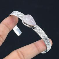 925 Sidabro Kriaušės Formos Rožinio Kvarco Akmens Motinos Gimtadienio Amatininkų Madinga Rankų Darbo Apyrankė Adjustable white