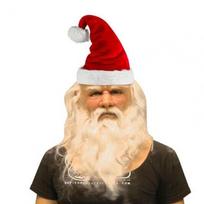 Santa Claus Full Head Latex Mask With Hat beige