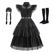 Vaikai Trečiadienis Addams suknelė Helovino kostiumai Suknelė Cosplay vakarėlio kostiumas 160cm