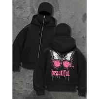 Fashionable Women's Sportswear with Simple Design Zipper Hoodie, Fashionable Street Style, Creative Pattern Printing XXL black