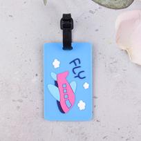 Airplane Design PVC Luggage Tag - Soft Rubber Eco-friendly ID Holder gray