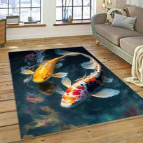 Karpas Koi Naturalizuotas Yin Yang Žuvis Animacinis Kilimas Kilimas Namams Svetainei Miegamajam Sofai Durų Kilimėlis Dekoras, Vaikų Plotas Kilimas Neslystantis Kilimėlis 60cm x 90cm brown