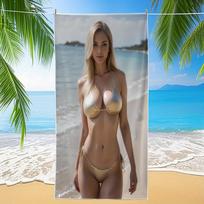 Quick Dry Microfiber Beach Towel Bikini Pattern Soft Absorbent Lightweight for Pool Beach Travel Easter Gift 40x60cm white