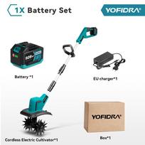 YOFIDRA bešepetis elektrinis sodo kultivatorius vejapjovė rototiller dirvožemio įdirbimui sodo įrankis tinka Makita 18V akumuliatoriaus kaiščiams 1*928VF EU Plug