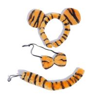 3 vnt. Animacinis pliušinis Tigro Ausų Formos Plaukų Juosta, Peteliškė ir Uodegos Rinkinys, Cosplay Aksesuarai Suaugusiam Vaikui, Šventės Kostiumui 1 orange