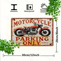 Senovinio Motociklo Parkavimas Tik Aliuminio Skardos ŽenklasDekoratyvinė Plokštelė Namams Retro Metalinis Sienos Menas su Anglišku Tekstu 20x30cm（7.8x11.8inch） black