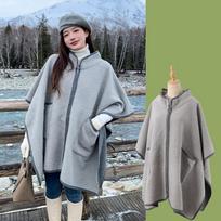 Žieminė skara moterims Daugiasluoksnis pončas Elegantiškas vienspalvis su užtrauktuku Apvyniojamas šalis Atsitiktinis šiltas skarų dangtelis Moteriai pashmina Apsiaustas Naujas One Size&>8Y black