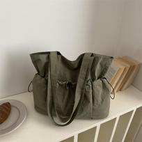 Fashionable Versatile Tote Bag, Casual Schoolbag with A Single Shoulder Strap juoda