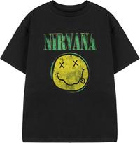 Nirvana Vaikams Juodi Trumpomis Rankovėmis Marškinėliai _ Geltono Logotipo Grafiniai Marškinėliai Vaikams _ Grunge Muzikos Grupės Unisex Drabužiai Paaugliams S įvairiaspalvis