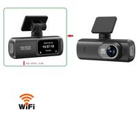 4K itin didelės raiškos automobilio vaizdo registratorius, priekinis ir galinis dvigubas įrašymas, jungiamas prie išmaniojo telefono, apima GPS maršruto sekiklį 【1 lens】No GPS No Card juoda