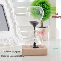 Creative Magnetic Glass Hourglass Timer Gift for Boys, Girls, Girlfriend, or Boyfriend - Perfect Small Birthday Present Black Magnetic Hourglass white