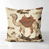 Vintage Silk Road Camel Print Pillow Covers Polyester sofa decorative cushion cov Headboard Pillow (Without Pillow Core 40x40cm beige