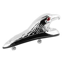 J-ouuo Universal Motorcycle Front Fender Ornament Eagle Head Statue Chrome sidabras