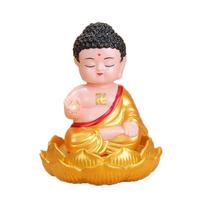 Decorative Solar Shaking Head Toys Handcrafts Desktop Buddha Statue  Decoration 2 beige