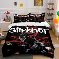 Slipknot Band-Themed Black Bedding Set Bedding set (1 duvet cover, 2 pillowcases, duvet not included) 135x200cm white