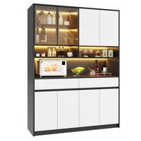 Aukšta komoda su LED apšvietimu stikliniame skyriuje ir atviru lentynėliu, programėle valdomas spalvos reguliavimo LED apšvietimas, svetainės laikymo spintelė 120 x 38 x 160 cm