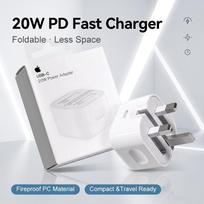 20W PD Fast Charger UK Plug Foldable USB C Power Adapter Type C Charging Block  17 Air 16 15 14 13 12 11 Pro Max Samsung Mobile Phone Charger balta