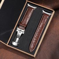 Karvės odos laikrodžio apyrankė Samsung Galaxy Watch Ultra 47mm be tarpo apyrankė Galaxy Watch 7 47mm drugelio sagties juosta Galaxy Watch 7 Ultra