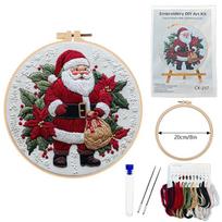1set Santa Claus Embroidery Tool Kit - DIY Embroidery Materials and Tools Included, Suitable for Beginners, Hand Embroidery Fabric Material Set 20cm