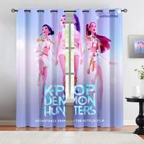 2Pcs K-Pop Demon Hunters Printed Blackout Curtains Suitable For Bedroom Living Room Study Office Bathroom Decor Machine Washable 213x160cm-2PC gray