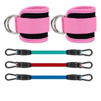 Ankle Straps Double D-Ring Cuffs Ankle Weight Leg Training Brace Support Sport Abductors Adjustable Foot Support Padded High Quality pink