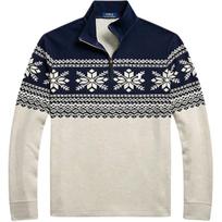 Polo Ralph Lauren FW25 Snowflake Pattern Stand Collar Half-Zip Long Sleeve Knit Sweater Standard Fit Men sweater 710P02675-001 M gray