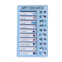 Reusable My Chores Checklist Daily Planner Memo Plastic Board Kid Self-discipline Card Decorative Small Calendar Board (Blue,S) mėlyna