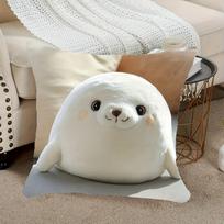 Vikama White Spotted Seal Plush Pillowcase - Cute And Fluffy Design For Living Room Bedroom Or Sofa Decor Peach skin 18*18(CM)-1Pcs white