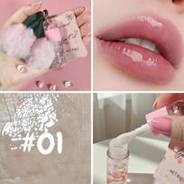 SAM SUGAR Fluffy Pom Pom Cherry Lip Oil Gloss Shimmer Gradient Mirror Hydrating Moisturizing Plumping Lip Tint Cute Makeup for Women 1# gray