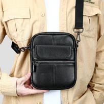 Men's Genuine Leather Crossbody Bag - European & American Style, Top Layer Cowhide, Casual Single Shoulder Bag brown
