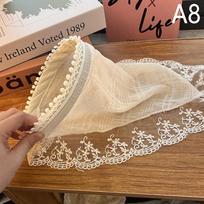 Saldus nėrinių galvos apdangalas Plaukų juosta Moteriškas vintažinis galvos apdangalas Trikampis skara Vasarinė gatvės elegantiška galvos apdangalas Mergaitės plaukų juosta A8 beige