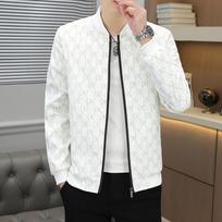 Men Stand Collar Long Sleeve Printed Slim Fit Casual Thin Jacket M balta