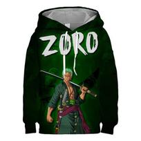 Vaikiškas džemperis su gobtuvu, Cosplay Zoro, One Piece, madingas, ilgomis rankovėmis, 3D Roronoa Zoro spausdinimas, 4-14 m. 100 black