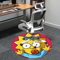 Maggie Simpson, Kaklaraiščio formos kėdės kilimėlis, Apvalus kilimas, Biuro kilimas, Skalbiamas mašinoje, Neslystantis, Tinka svetainėms, Miegamiesiems 80cm black