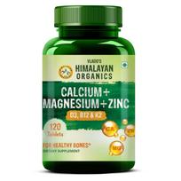 Himalayan Organics Vlado's Calcium Magnesium Zinc Vitamin D3 B12 K 120 Vegetarian Tablets Bone Support black