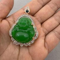 Faux Chalcedony Maitreya Buddha Pendant Necklace - Colorful Unisex Design green