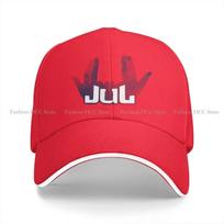 Skrybėlaitė unisex su snapeliu, raudona, trucker stiliaus, su spaudėmis, tėčio kepuraitė JUL One Size red