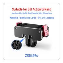 DJI Action6/Osmo Nano Metal Magnetic Quick Release Mount - Double-Sided Quick Install, 1/4 Bracket