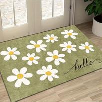 Fresh Daisy  Hello  Doormat Sage Green Floral Entrance Rug Spring Garden Style Floor Mat for Front Door Porch Home Decoration 40X60CM